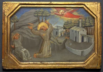 Pyhä Franciscus Assisilainen vastaanottamassa stigmat, n. 1430 (tempera ja kulta puulla)