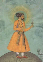 Mogulien keisari Shah Jahan seisoo maapallolla (CBL In 07A.16)