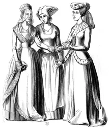 Porvarisnainen, talonpoikaisnainen ja aatelisnainen, 1300-luku, 1849.