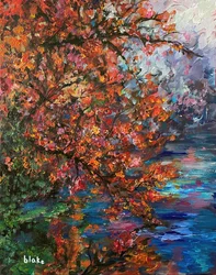 Autumn River, n. 2021 (akryyli kankaalle)
