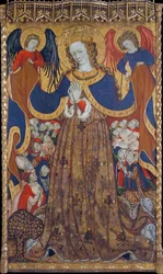 La Vierge de Misericorde - Peinture de Bonanat Zaortiga (actif 15eme siecle), tempera puulla (223x126,8 cm), noin 1430 - Neitsyt armo, Tempera paneelissa Bonanat Zaortiga, noin 1430 - Museu Nacional d