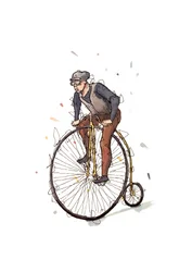 Vintage-pennyfarthing-pyöräilijä