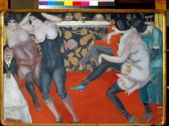 Kabareessa - Boris Dmitrievich Grigorjevin (1886-1939) maalaus öljy kankaalle (61x80 cm)