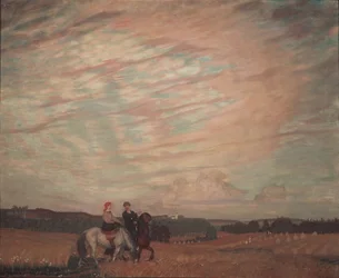 Omakuva vaimon kanssa hevosen selässä, 1915