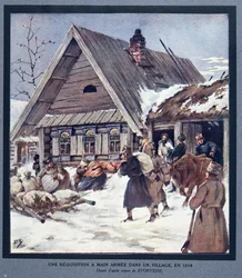 Asevoimien tarvikkeita kylässä