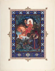 Vassilissa la Belle (ou Vassilissa la tres belle) - Kuvitus satuun Vasilisa kaunis par Zvorykin, Boris Vasilievich (1872-1935 jälkeen), n. 1925 - Värilitografia, 27,3x20,5 - Yksityiskokoelma