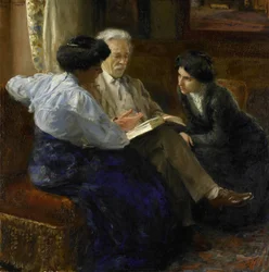 Alphons Marie Antoine Joseph Grandmont (1837-1909), taiteilijan toinen aviomies, ohjaa kahta italialaista tyttöä