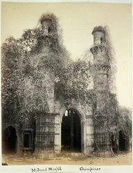 Mahmud Masjid (Nagina Masjid), Champaner, n. 1875 (b/w kuva)