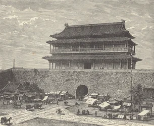 Tsien Men -portti, sisäänkäynti Kiellettyyn kaupunkiin, Peking (Peking), Kiina (kaiverrus)