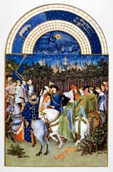 "May" teoksesta "Les Très Riches Heures du Duc de Berry" ("Berryn herttuan erittäin rikkaat tunnit").