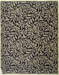 Hedelmät ja lehdet, valmistaja Warner & Ramin, n. 1875 (kudottu silkkikudos)
