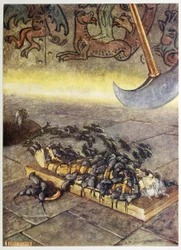 "He kuhisivat minua jatkuvasti kerääntyneinä kasoina." Selected Tales of Mystery -pubista. 1909 (väri litho)