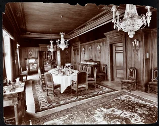 Ruokasali Hotel Knickerbockerissa, 1906 (hopeagelatiiniprintti)