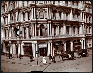 Gilsey House, Broadway ja 29th Street, New York, n. 1905 (hopeagelatiiniprintti)