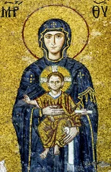 Komnenos-mosaiikki, joka esittää Madonnaa ja lasta, Hagia Sofia, Turkki