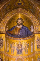 Jeesuksen kuva, Santa Maria Nuovan katedraali, Monreale, Sisilia, Italia, Eurooppa
