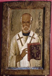 St. Gregoryn ikoni (tempera paneelissa)