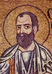 Profeetta Malakia (5. vuosisadalla eKr.). Bysanttilaisen mestarin työ, mosaiikki, yksityiskohta Venetsian Pyhän Markuksen basilikan koristeesta (Italia)