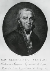 Giovanni Battista Venturin (1746-1822), italialaisen fyysikon, diplomaatin, tieteenhistorioitsijan ja Venturi-ilmiön löytäjän muotokuva, kaiverrus
