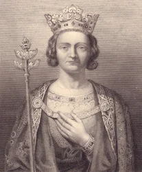 Muotokuva Ranskan kuninkaasta Philip V, pitkä (1293-1322), kaiverrus, 9x7 cm, Galerie Historique de Versailles, Histoire de France, Charles Gavard Publisher, Pariisi, noin 1840