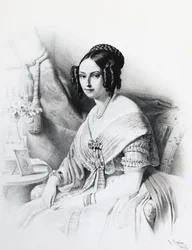 Maria Adelaiden Habsburg-Lorrainen (1822-1855), Savoijalaisen Viktor Emmanuel II:n vaimon muotokuva, kaiverrus