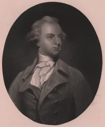 Sir Abraham Humen, toisen baronetin (1749-1838) muotokuva, G Stodardin kaiverrus Joshua Reynoldsin maalauksesta, 25x33 cm, Virtue and Co Publisher, Lontoo, noin 1860