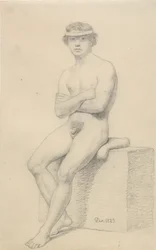 Istuva miesmalli.
