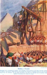 Pyramidin rakentaminen, kuvitus "Wonders of Land and Sea" -julkaisusta, julkaisija Cassell, Lontoo