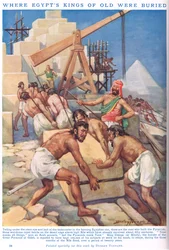 Mihin Egyptin muinaiset kuninkaat haudattiin, kuvitus "Newnesin kuvakirjasta" (väri litho)