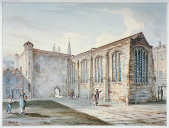 Holy Trinity Chapel, Leadenhall Street, joka tunnetaan nimellä Leadenhall Chapel, Lontoon kaupunki, 1805.
