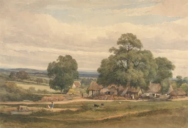 Emery Down lähellä Lyndhurstia, New Forest, Hants (akvarelli ja grafiitti paperille)