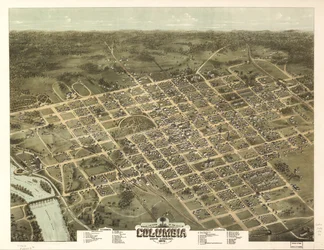 Lintuperspektiivistä Columbian kaupunkiin Etelä-Carolinassa 1872.