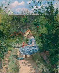 Jeanne puutarhassa, Pontoise, n. 1872