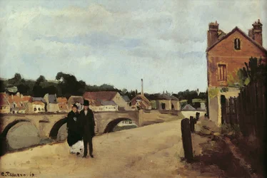 Chemin de lEcluse ja Pontoisen silta, 1867 (öljy kankaalle asennettuna paneeliin)