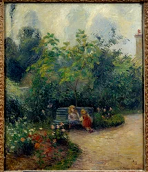 Eremitaasin puutarhanurkkaus (Mathurinin puutarha) Camille Pissarron (1830-1903) maalaus 1877. Mitat 0,55 x 0,46 m Paris, musee d