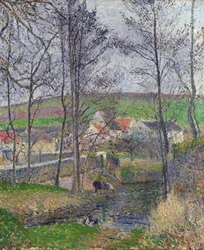 Viosnen rannat Osnyssa, harmaa sää, talvi - Camille Pissarron (1830-1903) maalaus Viosnen rannat Osnyssa harmaalla säällä - Öljy kankaalle 1883 National Gallery of Victoria, Melbourne 65,3x54,5
