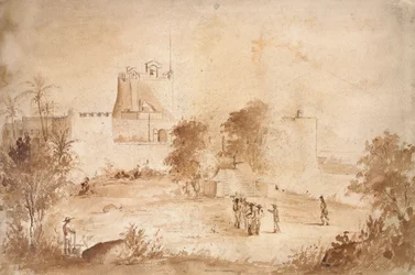 Näkymä sotilaslinnoituksesta, Christiansfort, Charlotte Amalie, St Thomas, Länsi-Intia, 1852
