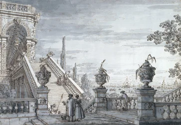 Capriccio, jossa on monumentaalinen portaikko