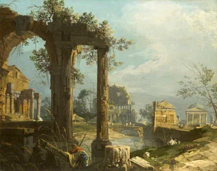 Canaletto - Capriccio näkymä raunioineen 1742-44
