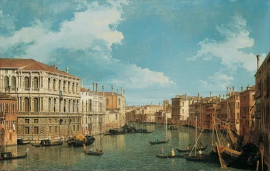 Grand Canal, Venetsia, katsoen luoteeseen, jossa Palazzo Pesaro, Palazzo Foscarini ja S. Staen Pinnacle vasemmalla ja Palazzo Vendramin-Calergi ja S. Marcuola oikealla