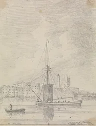 Laivat Thamesilla lähellä London Bridgeä, lokakuu 1816