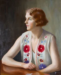 Kirjailija ja kuvittaja Marian Adan muotokuva. Peart, noin 1930