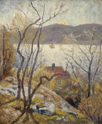 Rannikkomaisema taloineen