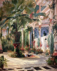 Palmutalon sisällä Pfaueninselillä Potsdamin lähellä sijaitsevassa Palm House -rakennuksessa