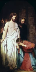 Pyhän Tuomaksen epäusko. Carl Heinrich Blochin (1834-1890) maalaus. Yksityiskokoelma.