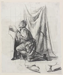 Luonnos etsauksesta "Nuori mies ja kuolema"