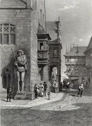 Kaupungintalo, Halberstadt, kaiverrus E. Joubert, painanut Cassell & Company Ltd (kaiverrus)