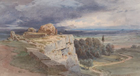 Näkymä Norbasta pohjoisesta kohti San Felice Circeoa, 1856.