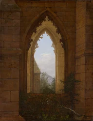 Gotisches Fenster in Ruine des Klosters Oybin