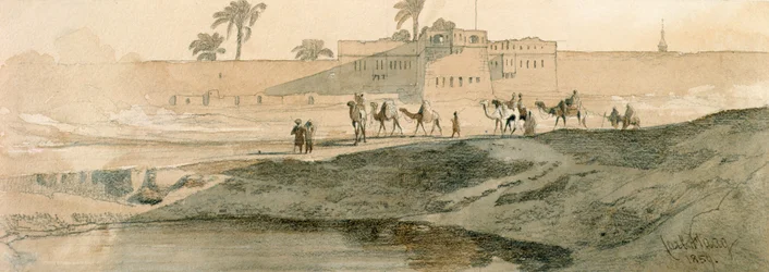 Ulkopuolella Bab il Cadit, Kairo, 1859 (kynä ja pesu paperille)